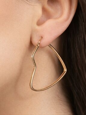 Gold Heart Hoop Earrings – Elegant Romantic Women’s Fashion Jewelry - 1.5-inch